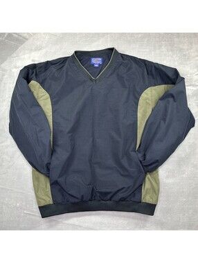 Vintage Pendleton Vneck Pullover Windbreaker Jacket Medium Navy Green